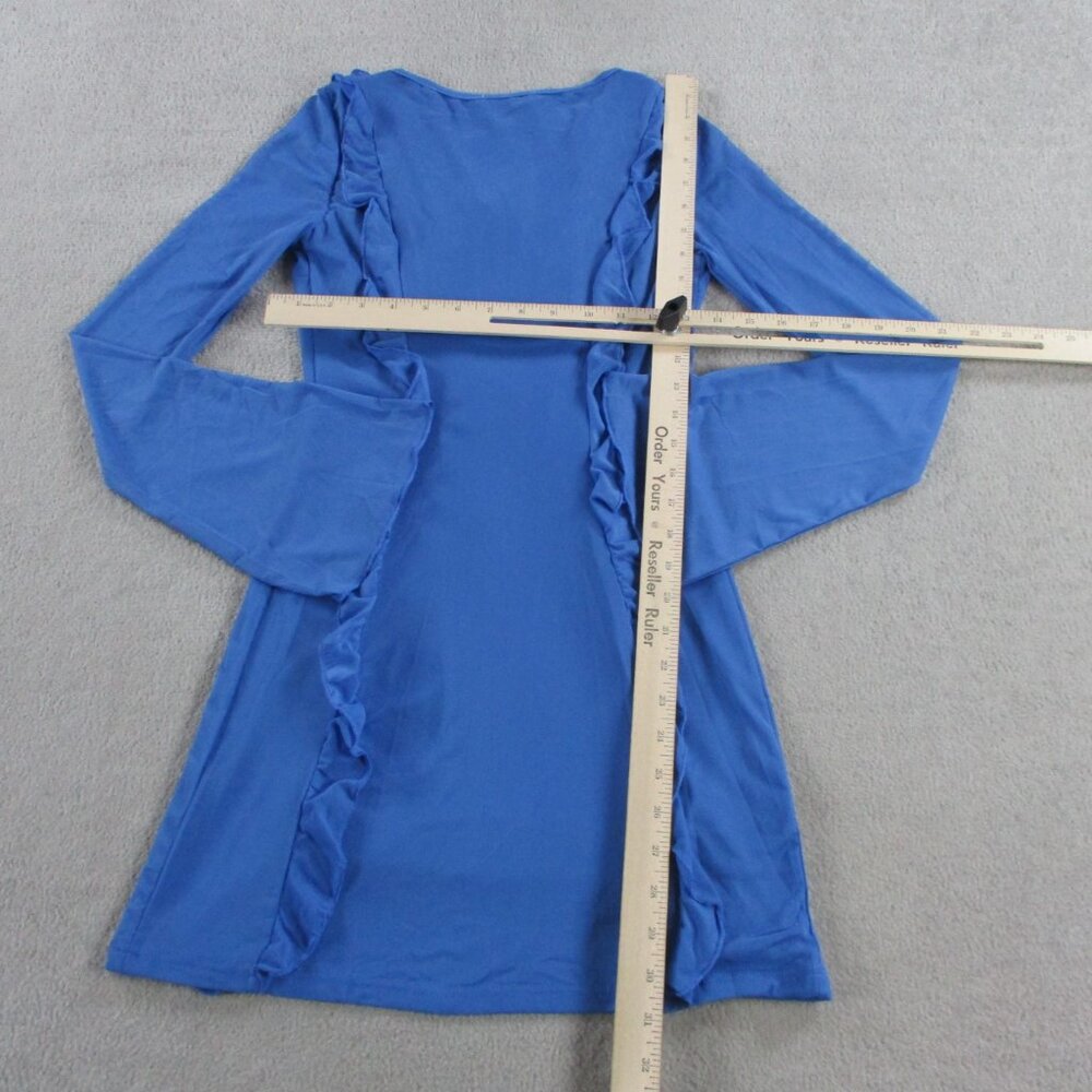 Outcast Ally Mini Dress Womens Small Blue Ruffle Long Sleeve NEW - Picture 8 of 11